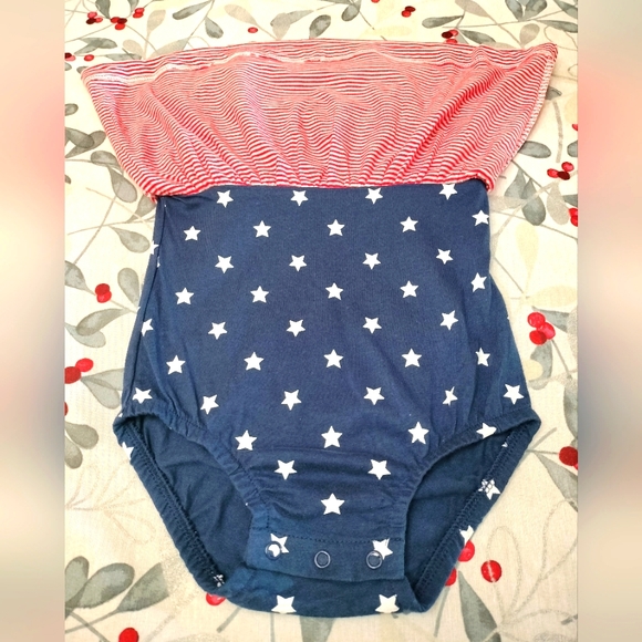 Baby Girls Americana Flag Print Sleeveless Sunsuit, NEW - Picture 2 of 6